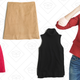 Jacquard Eyelet Dress, $49 | Faux-Suede Seamed Skirt, $40 | Sleeveless Turtleneck Sweater, $33 | Patterned Schoolboy Blazer, $84